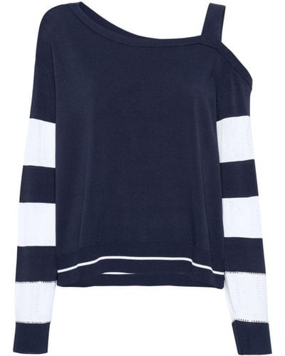 Liu Jo Off-shoulder Striped Sweater - Blue
