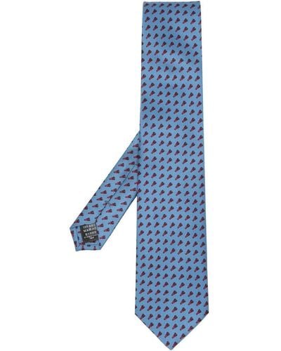 Dunhill Cravatta con stampa astratta - Blu