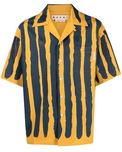 Marni Stripe-print Short-sleeved Shirt - Metallic