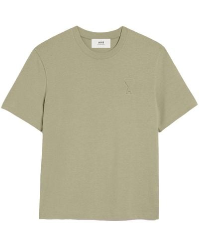 Ami Paris T-shirt en coton à logo embossé - Vert