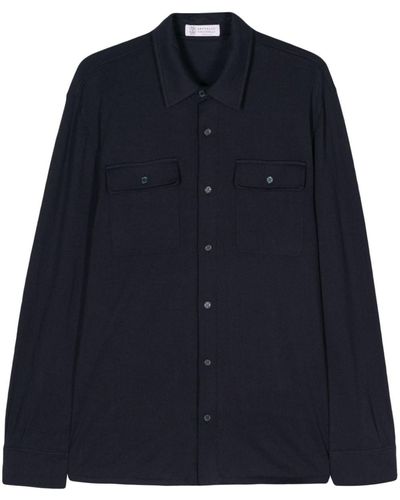 Brunello Cucinelli Classic-collar Cotton Shirt - Blue
