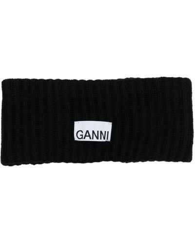 Ganni リブニット ヘアバンド - ブラック