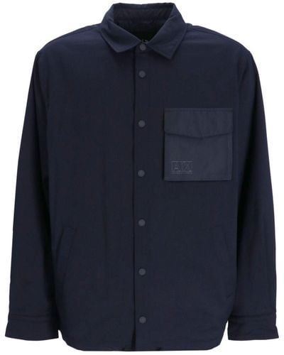 Armani Exchange Chest-pocket Long-sleeve Shirt Jacket - Blue