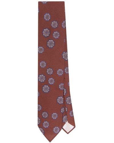 Lardini Cravate en soie à imprimé abstrait - Violet