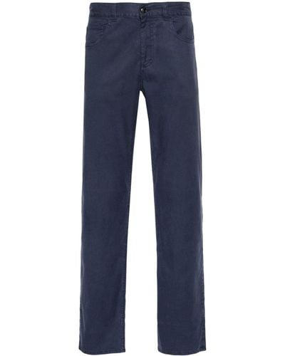 Canali Twill Lyocell-blend Trousers - Blue