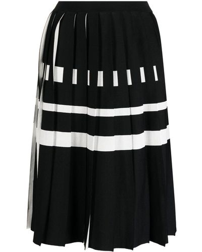 Rochas Two-tone Pleated Midi Skirt - Black