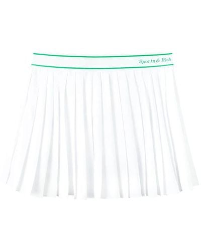 Sporty & Rich Logo-waistband Pleated Mini Skirt - White