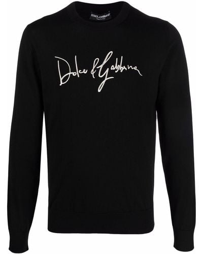 Dolce & Gabbana ドルチェ&ガッバーナ ロゴ ウール プルオーバー - ブラック