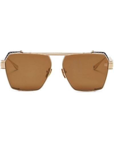 BALMAIN EYEWEAR Premier Square-frame Sunglasses - Brown