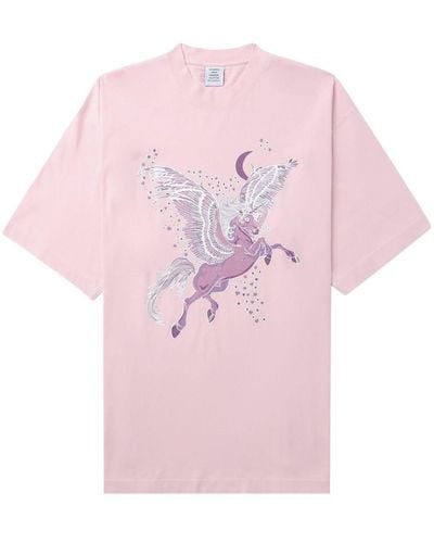 Vetements Pegasus-print Cotton T-shirt - Pink