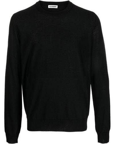 Jil Sander Crew Neck Virgin Wool Sweater - Black