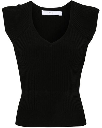 IRO Theanne Ribbed-Knit Tank Top - Black