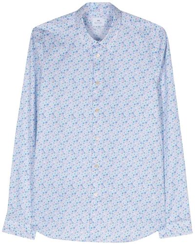 PS by Paul Smith Floral-print Cotton Shirt - Blue