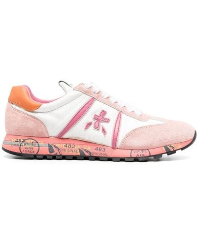 Premiata Logo-patch Lace-up Sneakers - Pink