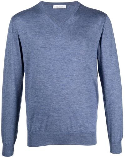 Cruciani V-neck Fine-knit Sweater - Blue