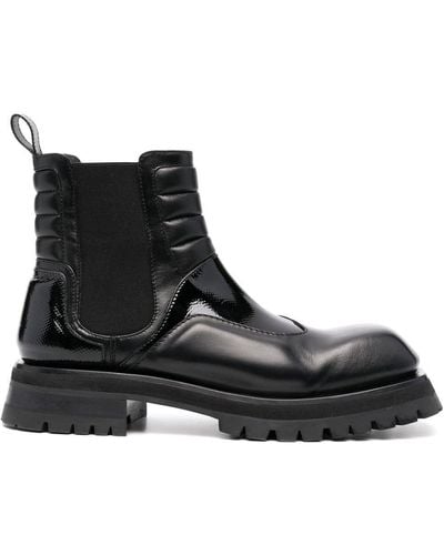 Balmain Panelled Quilted Boots - Black