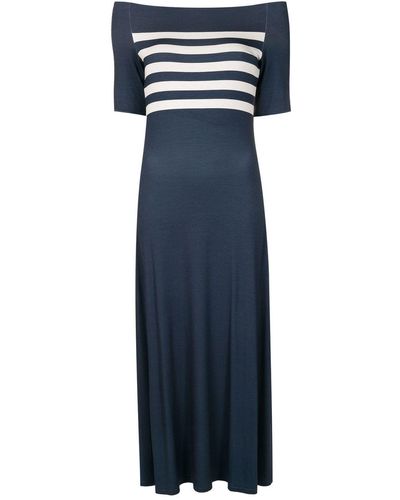 Gloria Coelho Colour-block Striped Long Dress - Blue