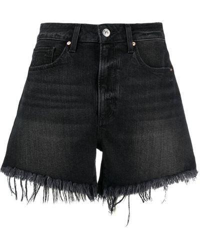 PAIGE Fringed Denim Shorts - Black