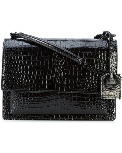 Saint Laurent Saint Laurent - Sunset Handbag Croco Effect - Black