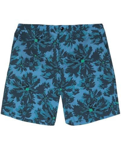 PS by Paul Smith Graphic-print Elasticated-waist Shorts - Blue