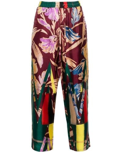 Pierre Louis Mascia Floral-print Straight-leg Trousers - ブルー