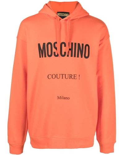 Moschino Hoodie en coton à logo imprimé - Orange