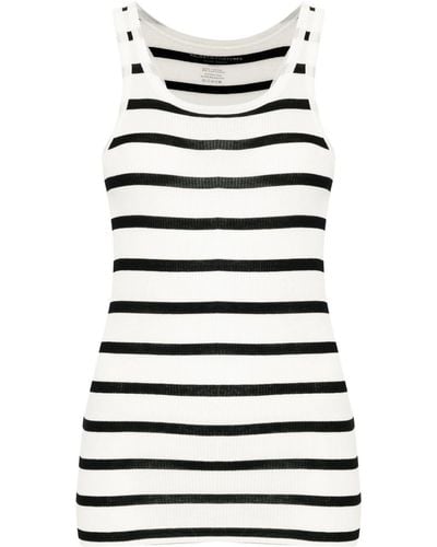 Majestic Filatures Striped Jersey Tank Top - White
