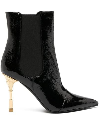 Balmain Sculpted-heel Patent-finish Leather Boots - Black