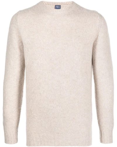 Fedeli Fine-knit Crew-neck Sweater - Natural