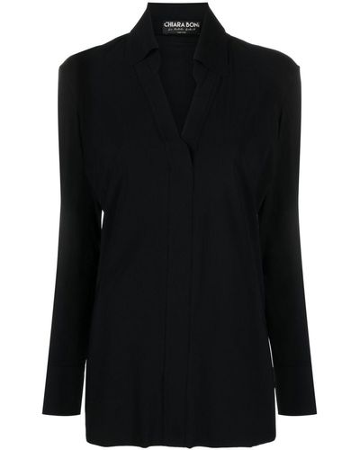 La Petite Robe Di Chiara Boni Long-sleeve Concealed-fastening Shirt - Black