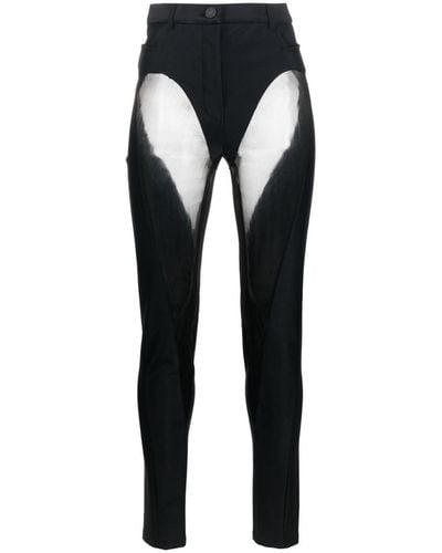 Mugler Pantalones pitillo con panel semitranslúcido - Negro