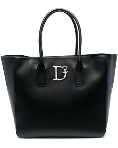 DSquared² Bolso shopper con placa del logo - Negro