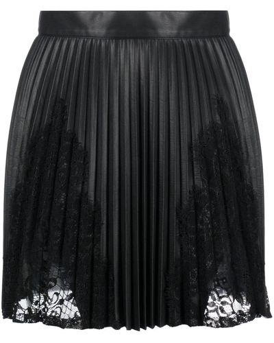 Nissa Lace-panelling Pleated Miniskirt - Black