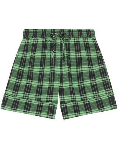 Ganni Pantalones cortos a cuadros - Verde