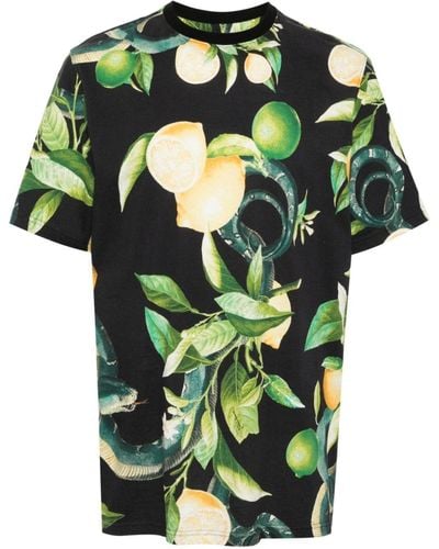 Roberto Cavalli T-Shirt mit Lemon-Print - Grün