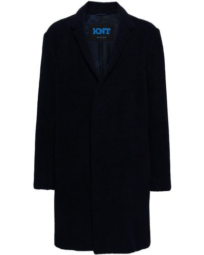 Kiton Single-breasted Fleece Coat - Blue