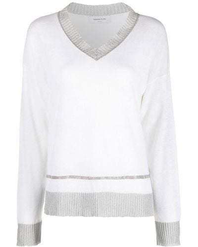 Fabiana Filippi V-neck Knit Sweater - White