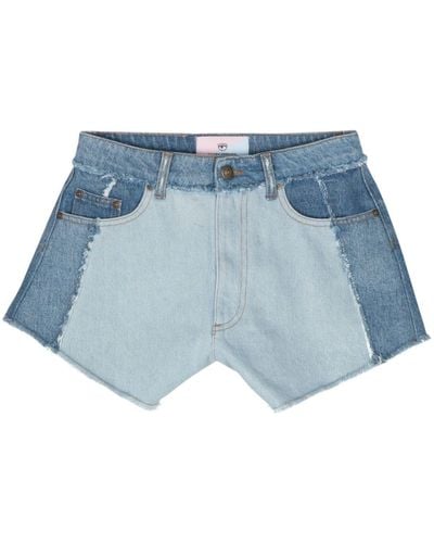 Chiara Ferragni Jeans-Shorts mit Logo-Patch - Blau