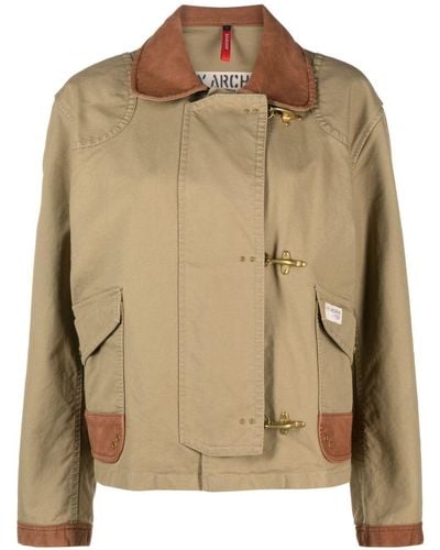 Fay Logo-patch Lobster-claw Jacket - Brown