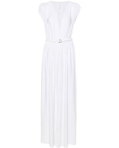 Norma Kamali Belted Gathered Maxi Dress - White
