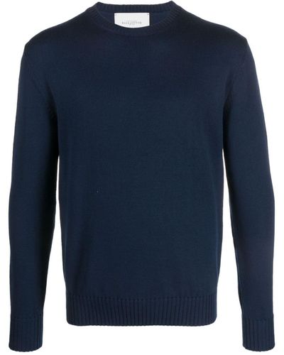 Ballantyne Round-neck Wool Jumper - Blue