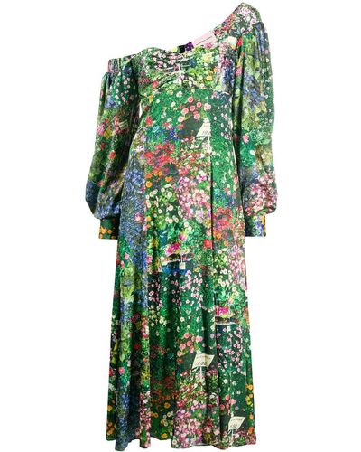 Natasha Zinko Asymmetrisches Kleid mit Blumen-Print - Grün