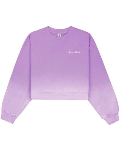 Sporty & Rich Dip Dye Logo-embroidered Sweatshirt - Purple