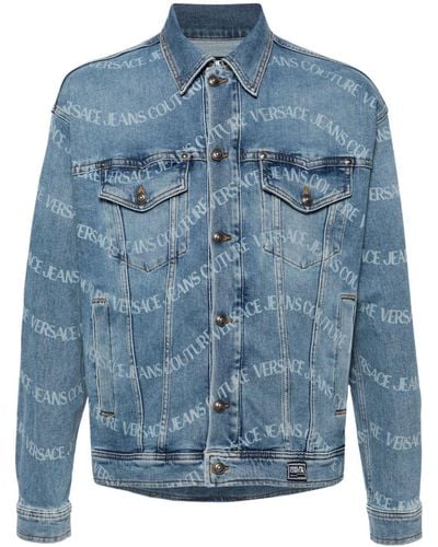 Versace Logowave Denim Jacket - Blue