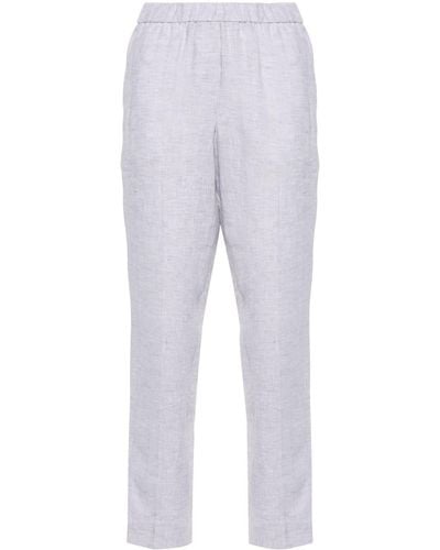 Peserico Linen Tapered-leg Pants - Grey