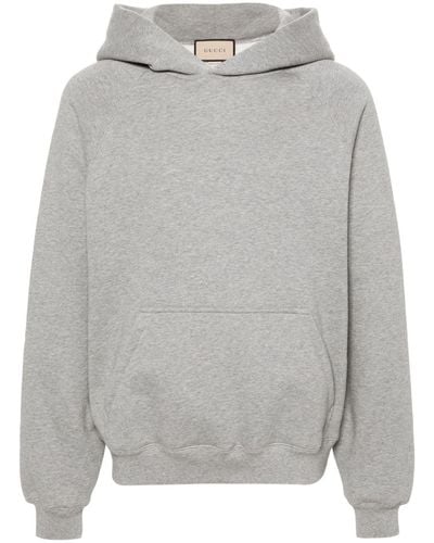 Gucci Hoodie mit beflocktem Logo - Grau