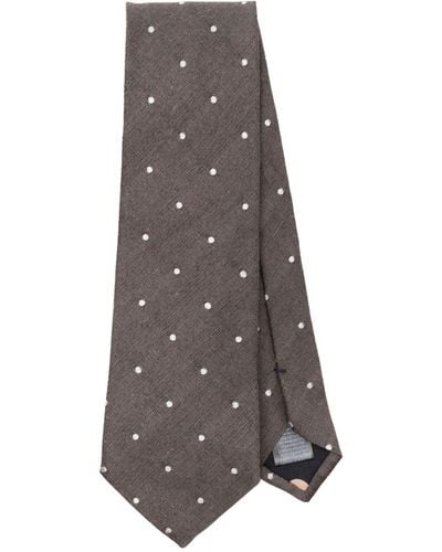 Paul Smith Polka Dot-embroidered Twill-weave Tie - Gray