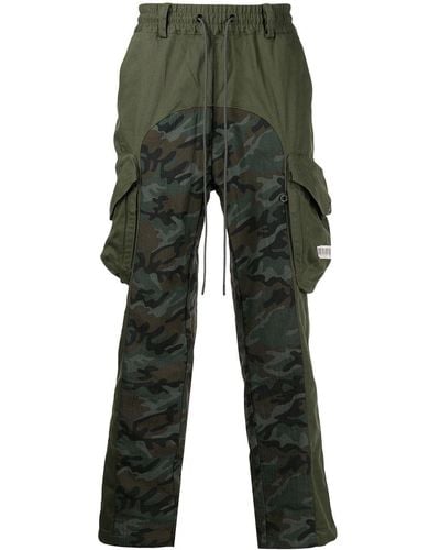 Mostly Heard Rarely Seen Camouflage-panel Cargo Trousers - Green