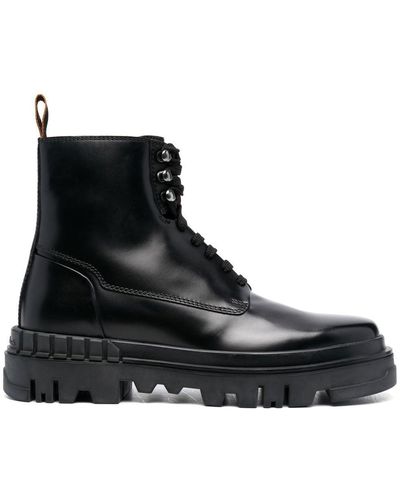 Santoni Chunky-tread Leather Boots - Black