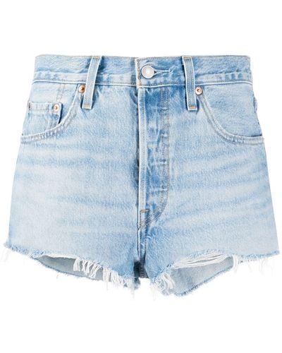 Levi's Jeans-Shorts im Distressed-Look - Blau